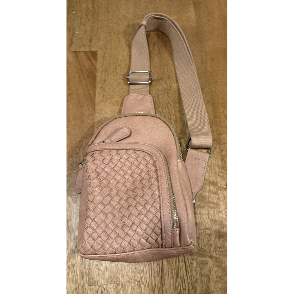 Antik Kraft Blush Pink Woven Vegan Leather Sling Bag Crossbody Backpack